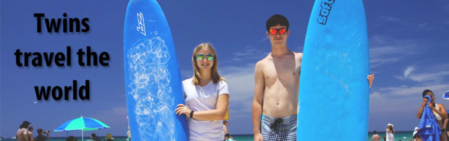 Freshmen Stu and Tess Mair surfing in Australia over Winter Break 2012. 