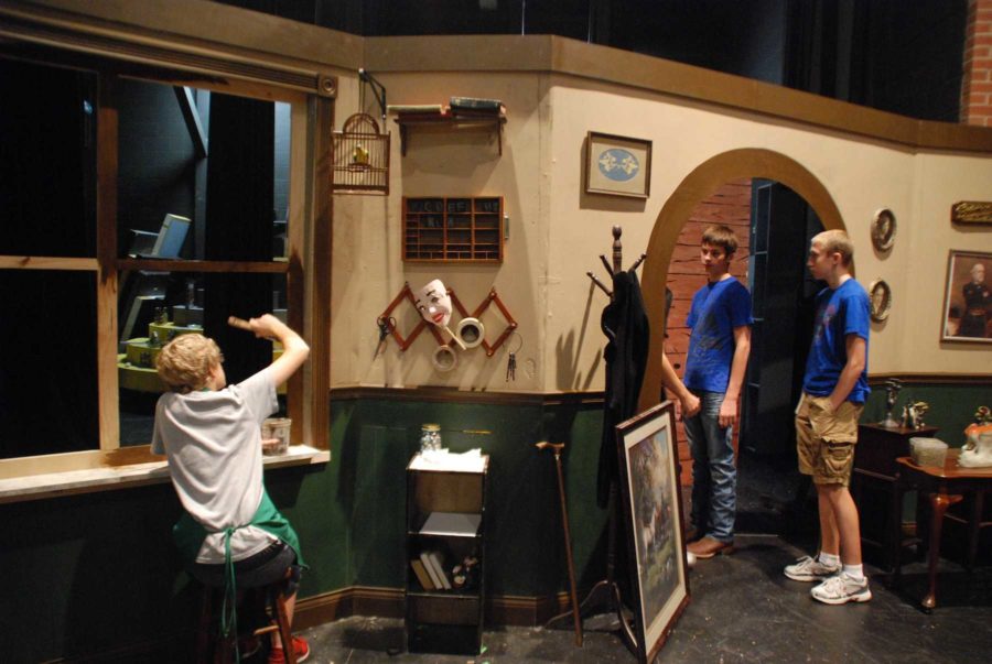 First period theater students help finalize the set for the theatre programs fall production You Cant Take It With You, set to premiere Thursday, September 26 at 7:00 p.m.