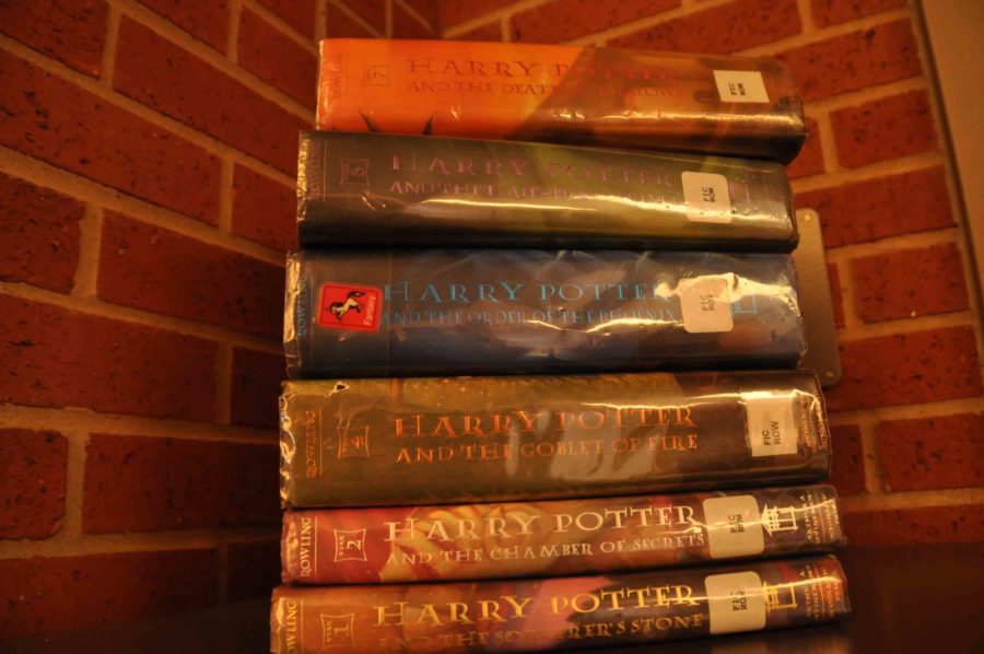The entire Harry Potter book series are available in the in the school library for checkout. 