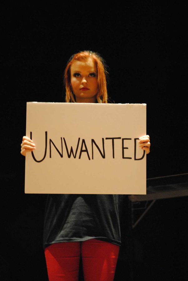 Junior Nathalie Kroll depicts the effect of labels in the 2012 production of Hot Topic.