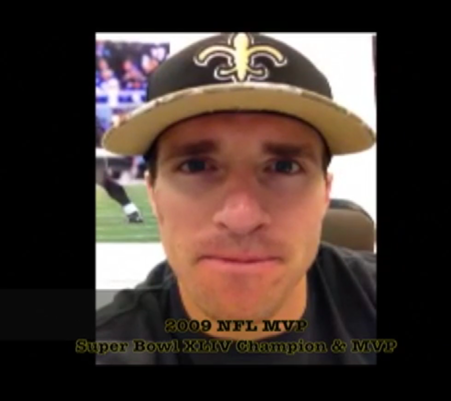 NFL+football+player+Drew+Brees+sent+a+motivational+video+to+the+football+team+last+week.+