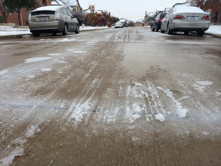  A third straight day with temperatures near or below freezing has kept most streets in the area covered in ice and slush.