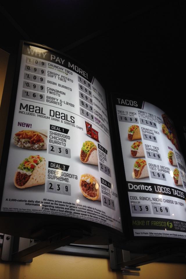 taco bell combo menu