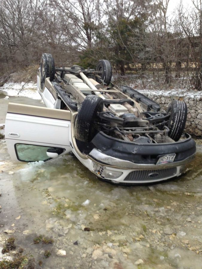 Senior Tate Locklear lost control of his car this morning on the way to school driving on Rock Ridge. His car is totaled, but he suffered no major injuries. 