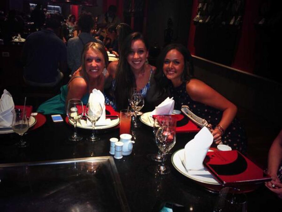 Jessica Parrott and friends at dinner