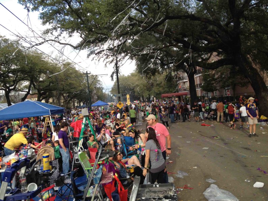 The streets of New Orleans are lined with thousands of people as part of the annual Mardi Gras parades. An average of nearly one million people attend Mardi Gras in New Orleans each year.