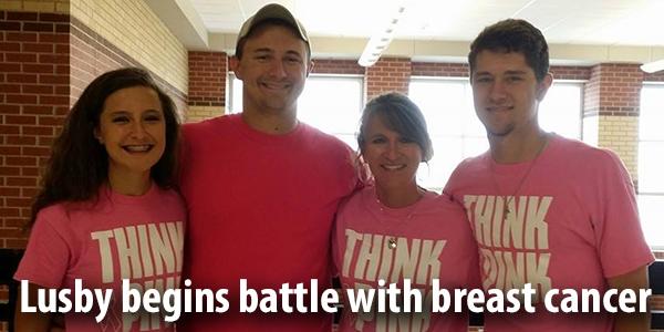 Everyone on campus was asked to wear pink on Monday, May 12, in support of tech specialist Donna Lusby's battle with breast cancer.