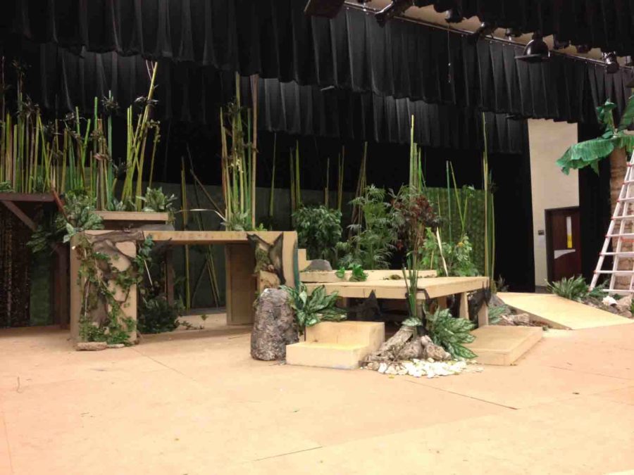 The set for the Willow Springs Middle School production of Lord of the Flies awaits the first performance which runs from Thursday through Saturday. The play is an adaption of William Goldings 1954 novel of the same name.