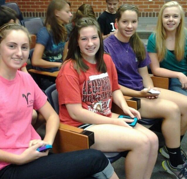 Students Taylor Carty, Katie Sawyers, Natalie Kilpatrick, and Shannon Wilcox take part in Freshmen Founder's Day last year.