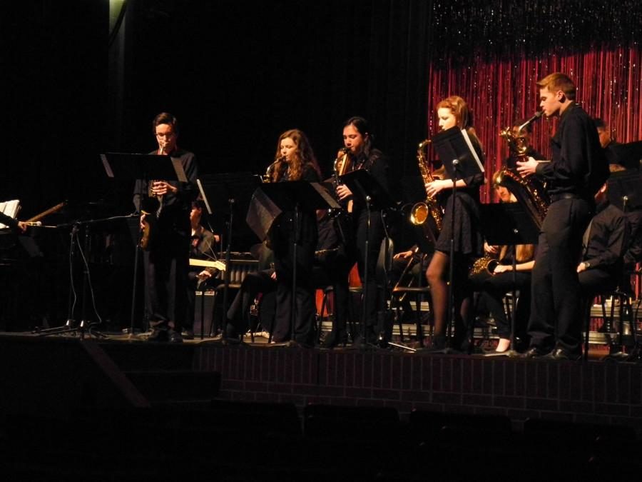 Senior Jessica Goodrichs hard work in the Leopard jazz band led her to be able to excel at a summer program of the Berklee College of Music. Pictured above, shes performing with the jazz ensemble.  