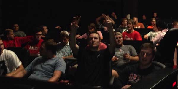 Taking advantage of its bye week, the football team took in a showing of When The Game Stands Now at Movie Studio Grill.