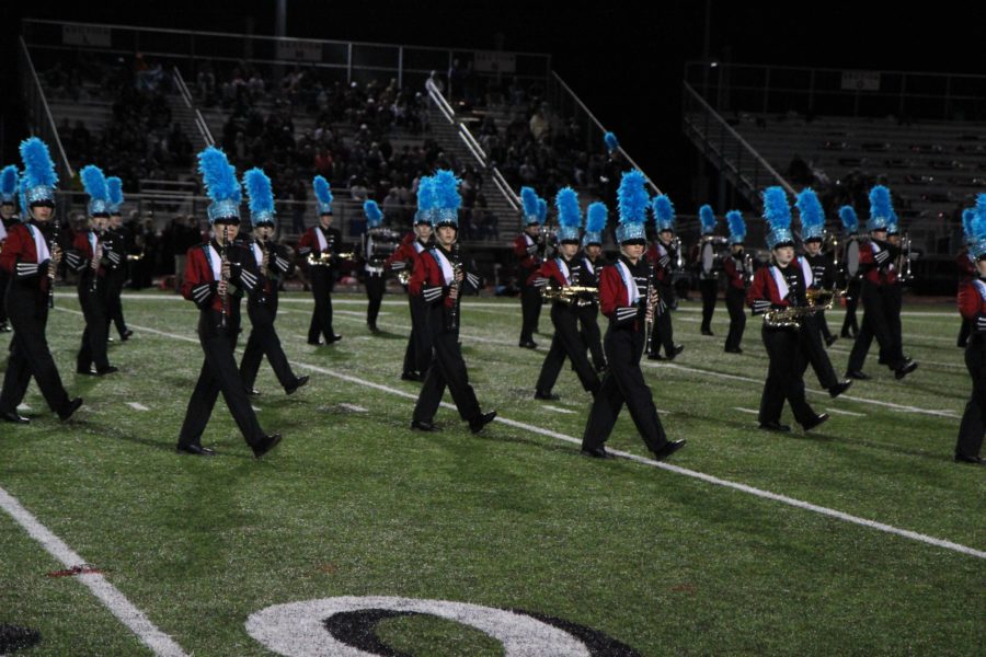 Following up the Majestics performance at the homecoming football game was the Lovejoy Band’s performance of their contest show entitled Blue.