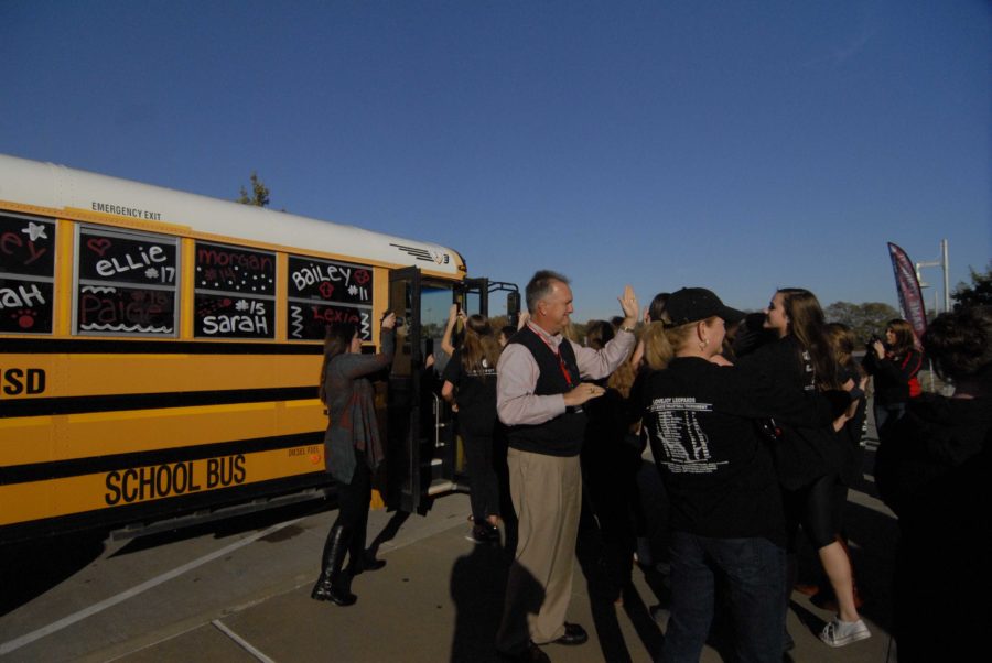 As the team got onto the bus, they were congratulated and encouraged by staff.
