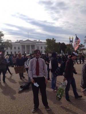 There was a large group of masked protesters in front of the White House expressing their strong opinions about the government and how it is run. This was the first year of the million masked march, which is practiced internationally.