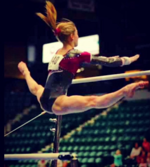 Schwab practices countless hours each day in order to perfect moves on things like the uneven bars. 