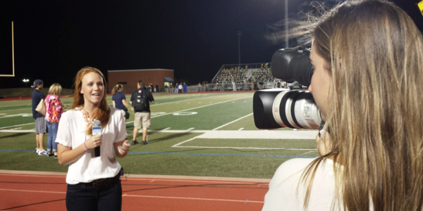 Juniors Olivia Whitehead and Paige Sachse sideline report in verse of attending Lovejoy games on Thursdays and Fridays.