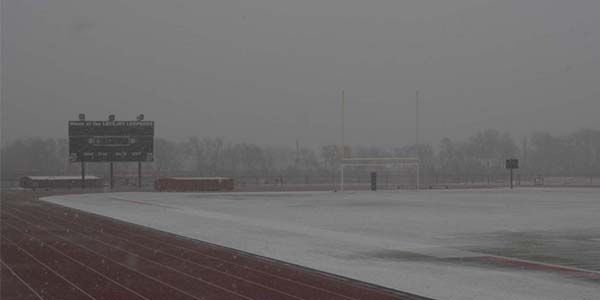 Despite the field at Leopard Stadium being covered with snow and ice on Wednesday morning, the girls varsity soccer game is still scheduled to take place at 6 p.m.