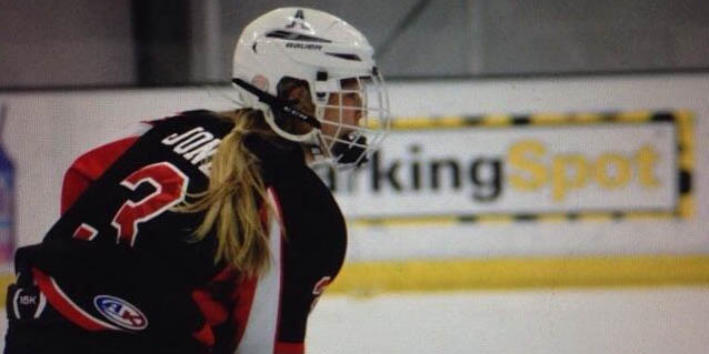 Freshman Sydney Jones plays for the school hockey team which is usually male dominated. 
	