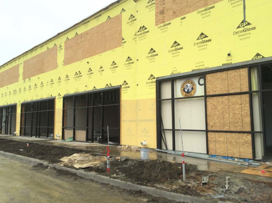 Einstein Bros Bagels in under construction in a new strip mall in Allen.