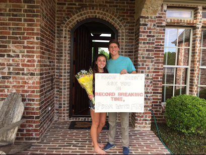 Junior Andrew Hopkinson asked junior Riley Gournay to prom in relation to her record breaking times this track season. 