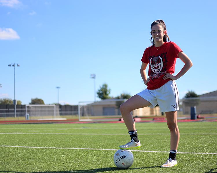 Freshman Cassidy Litchenburg plays soccer for the school and for a select team.