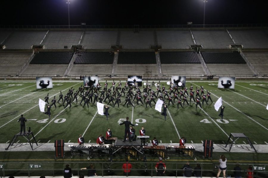The Lovejoy Band begins its performance in finals with a visual.