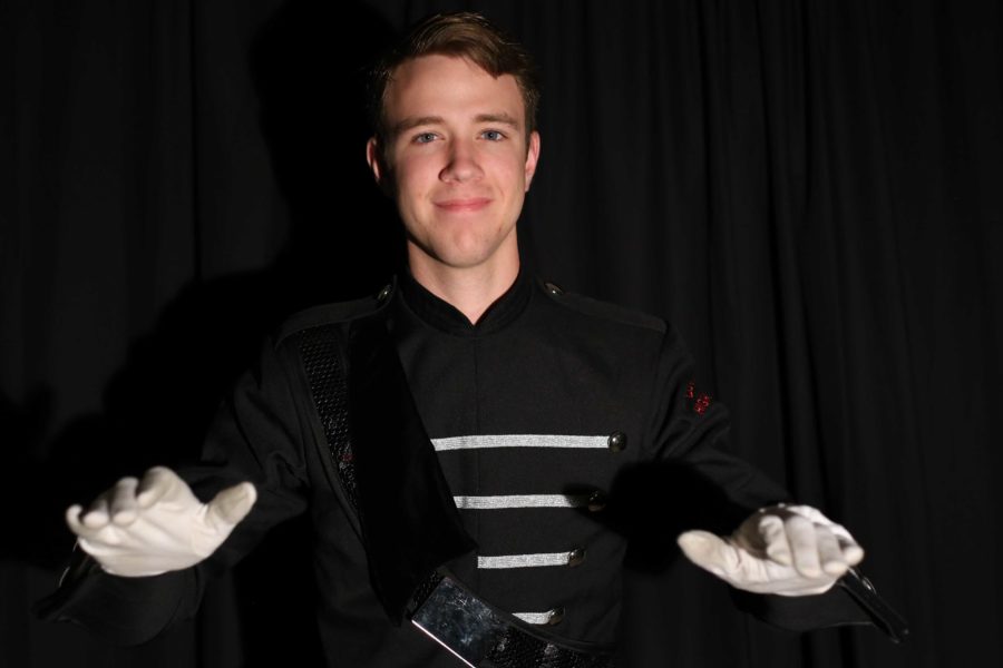 Braden Smotherman was one of the drum majors during the bands recent marching show, Chasing Shadows.