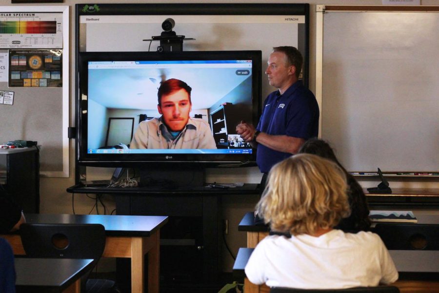 Alumni Jakey Hervey shared his knowledge of physics to AP Physics C students that he learned while earning his major in petroleum engineering at Texas A&M University.