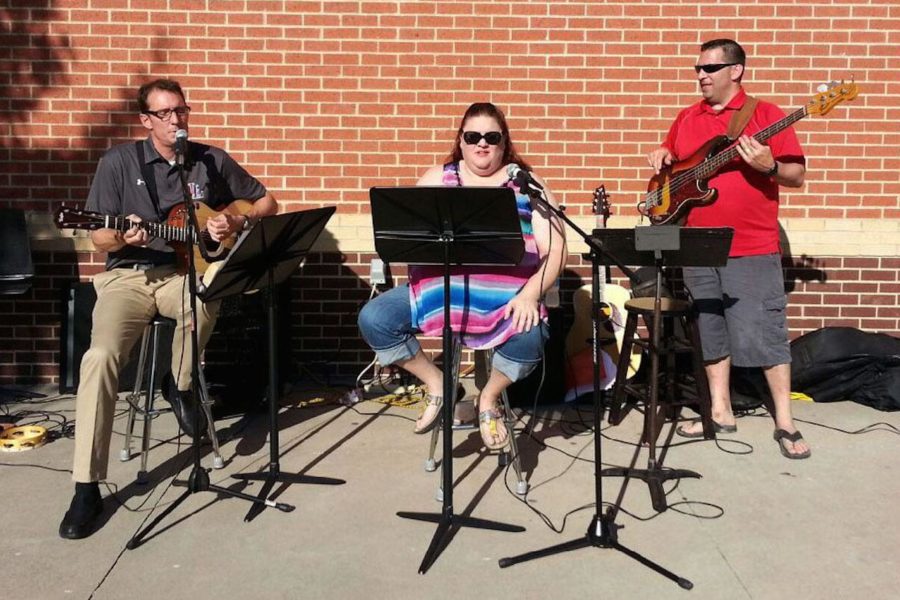 Willow Springs principal Kent Messer sings and plays guitar outside during the middle school lunches two to three times a year. 