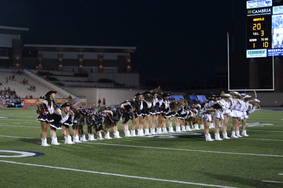 Majestics do their bows during the halftime performance.