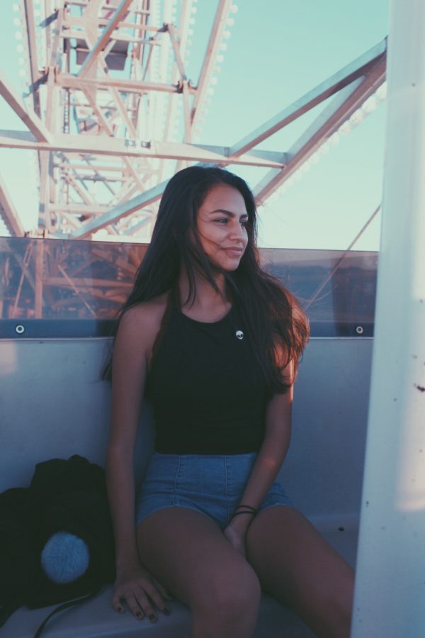 Leslie Lazos enjoys an afternoon at the fair with her friends on the Ferris wheel.