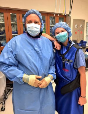 Kate Morgan and father pose at Medical Center of Mckinney during work hours. 