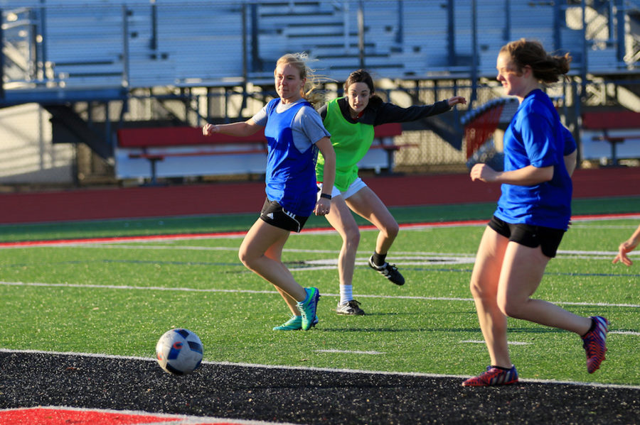 Junior Ashley Johnson runs drill during practice.