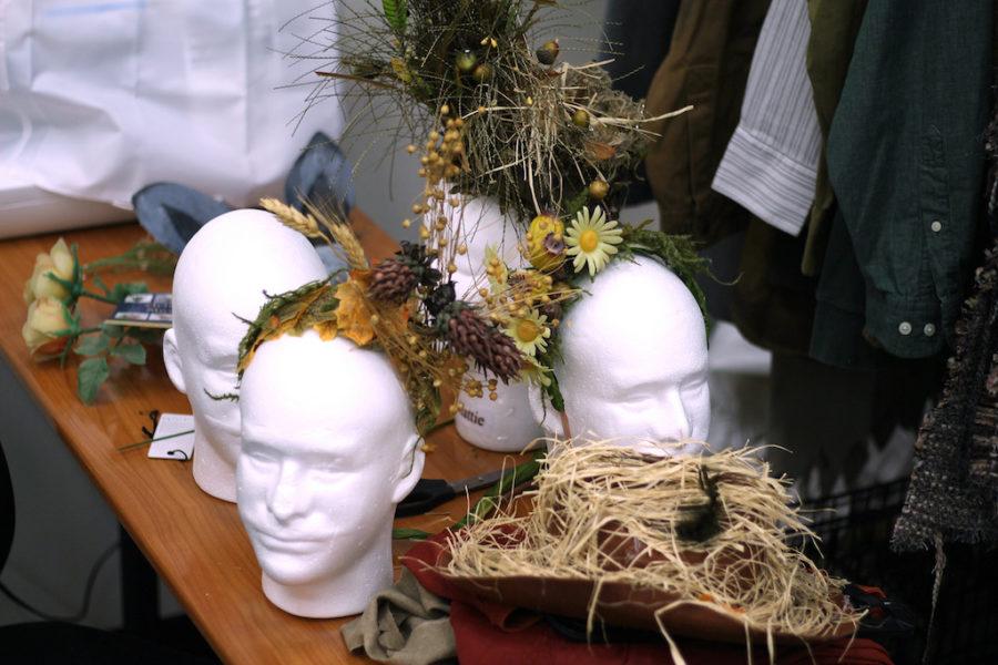 The theatre department is crafting head pieces for actors to wear in the production of A Midsummer Night's Dream.