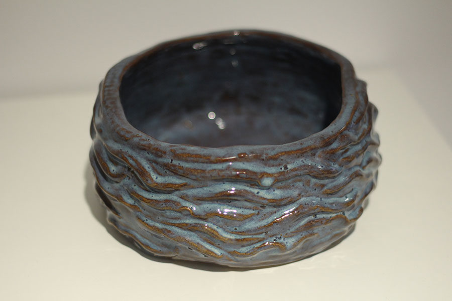 Jackie Albers created a ceramic bowl entitled Waves.