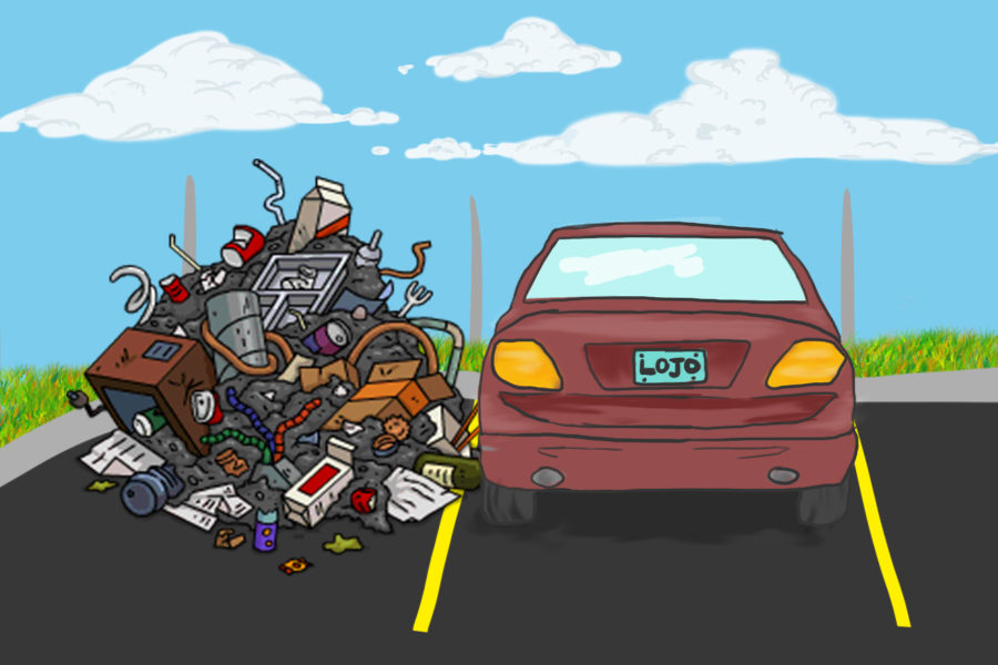 The Red Ledger encourages students to clean up after themselves in the parking lot.