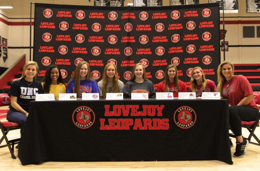 Student-athletes committed to playing their respective sports, including volleyball, cross country, track and field, and softball, at the collegiate level.