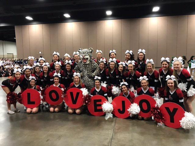 The+cheer+team+secured+high+placings+in+multiple+categories+at+the+UIL+state+tournament.