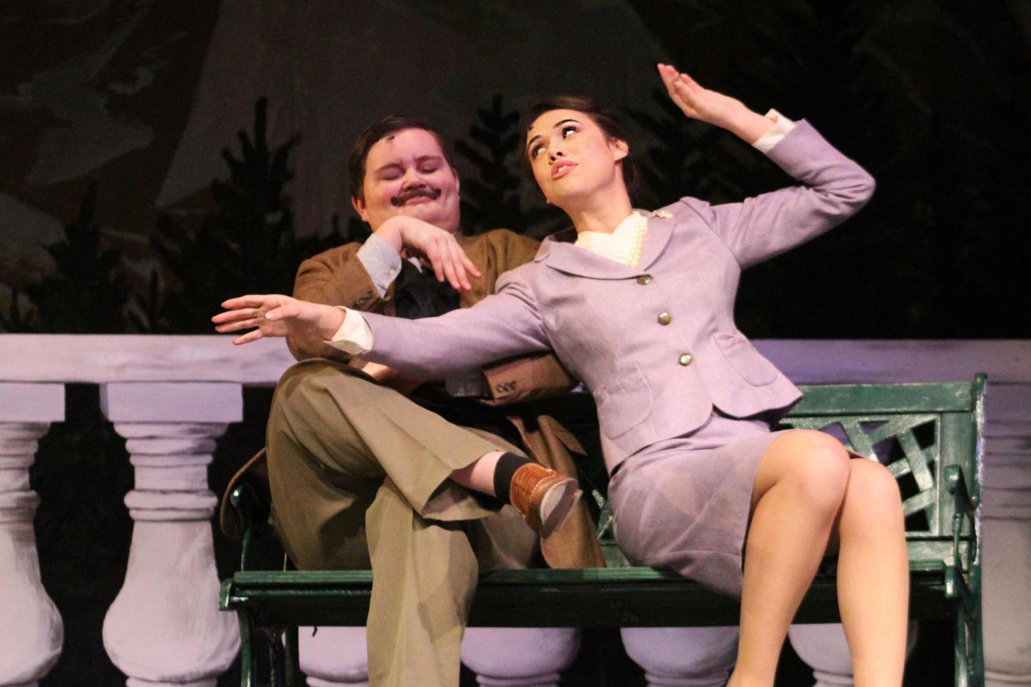 Sophomore Zach Joyner and senior Raegan Vaughn sing as their roles Max and Elsa respectively in the threader's production of The Sound of Music.