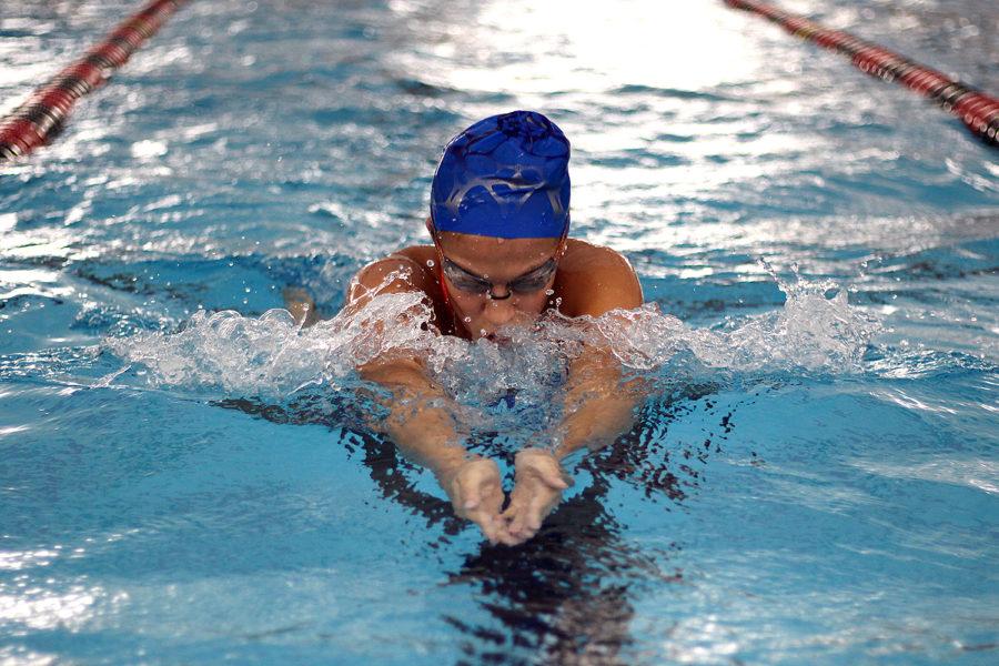 Senior Sloan Carevic practices her breaststroke ahead of the regional competition.