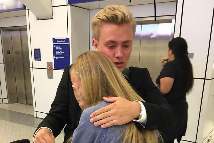 Lulu Butler says goodbye to her brother, George, before he leaves on his mission.