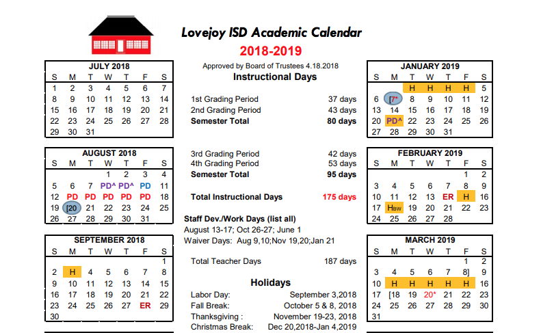 The new calendar features early release days for semester exams.