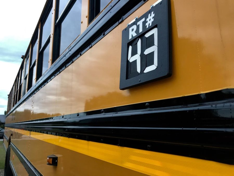 New school buses now have overhead storage areas, a renovated air conditioning system and seatbelts.
