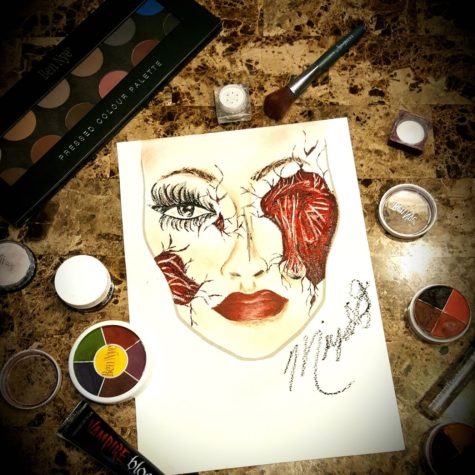 Senior Miyah Johnson applies makeup to senior project