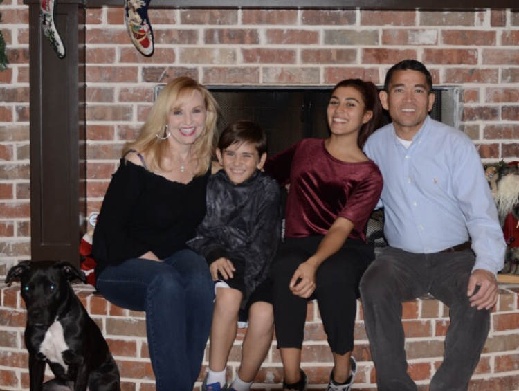 Italian exchange student Valentina Costaggiu and her host family celebrate Christmas. 