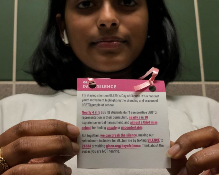Junior Shivani Radhakrishnan chose to be a part of the day of silence despite not being a member of Lovejoy GSA. 