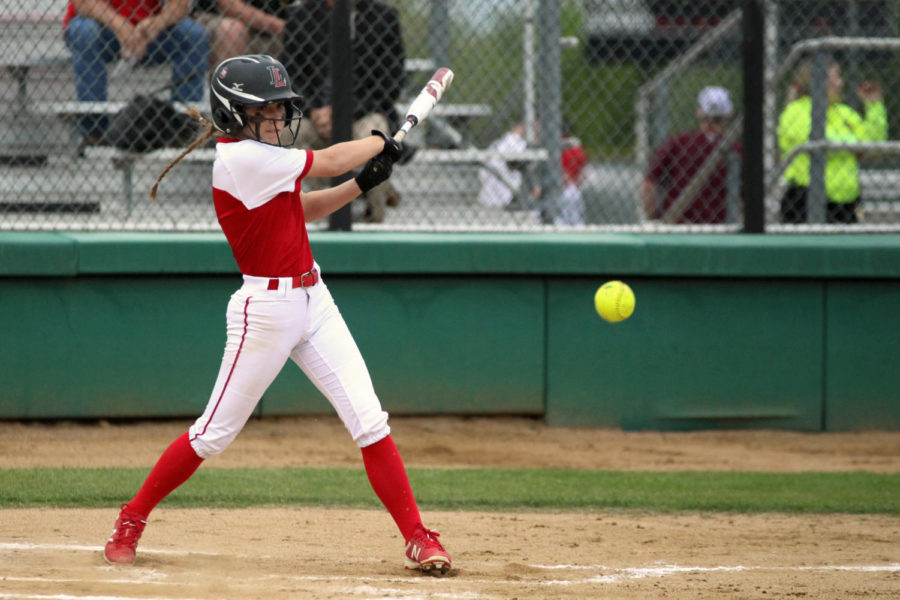 Sophomore Sydney Provence hits during the third inning. 
