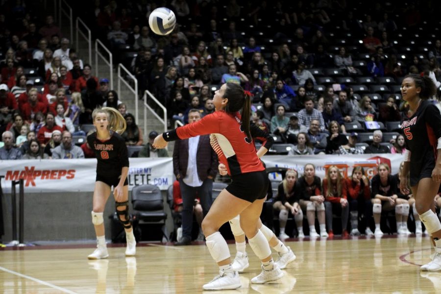 Junior Callie Kemohah bumps the ball. Kemohah is committed to play volleyball at The University of Oklahoma.
