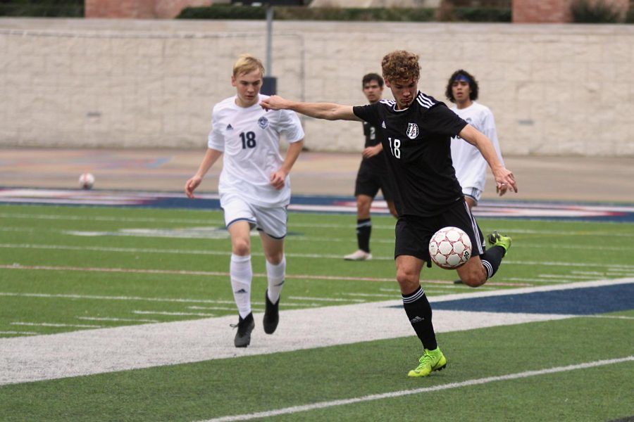 Junior Riley ODonnell advances the ball up field during the first half.