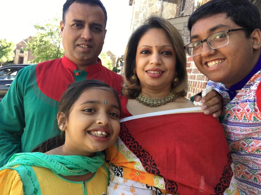 Senior Daiyan Chowdhury and his family celebrated Eid al-Fitr last year. From left to right: Shah (dad), Tazin (mom), Zareen (little sister), Daiyan
